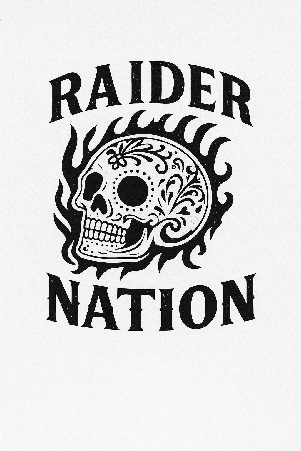 Fire Skull Raider Nation T-Shirt - Raiders