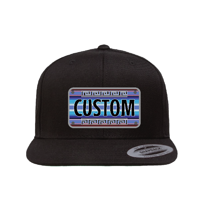 Custom Blue/White AZTEC Sarape Plaque Flat Hat