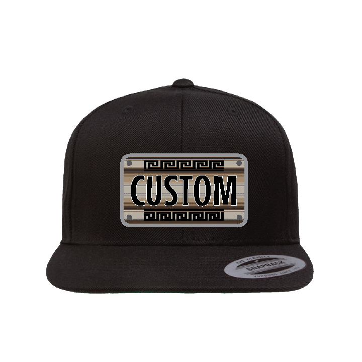 Custom Brown/White AZTEC Sarape Plaque Flat Hat