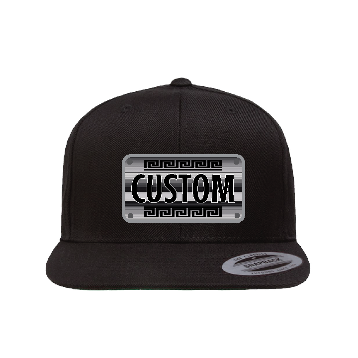 Custom Black/White AZTEC Sarape Plaque Flat Hat