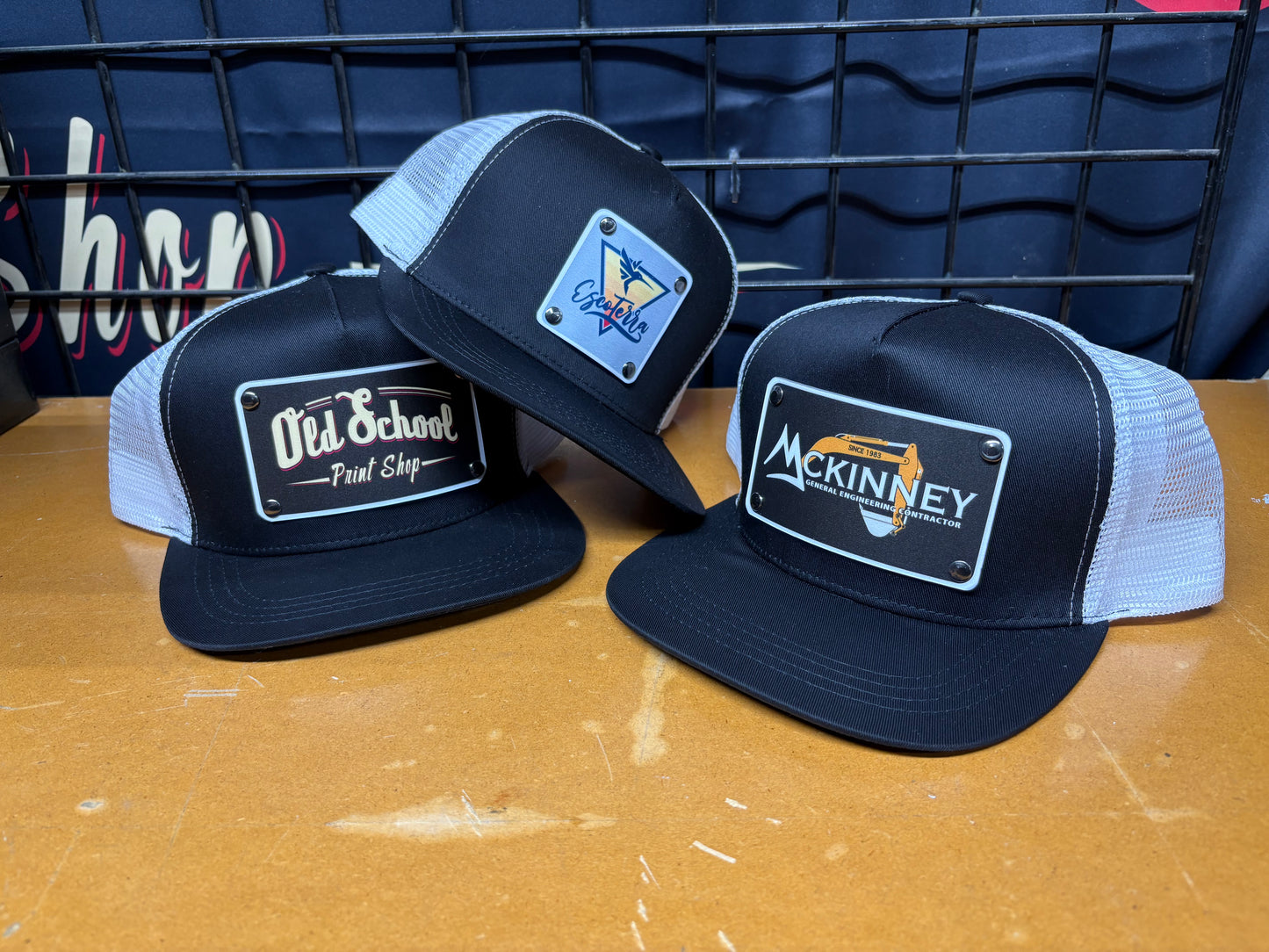 Custom Plaque Flat Trucker Hat