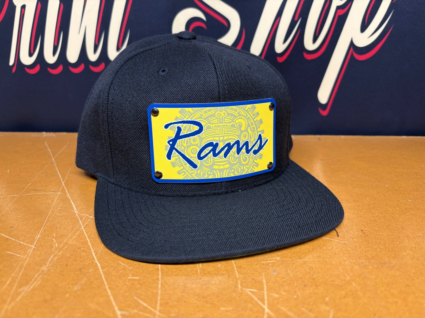 Custom Aztec Calendar Rams Plaque Hat - OSPS Rams Plaque Style