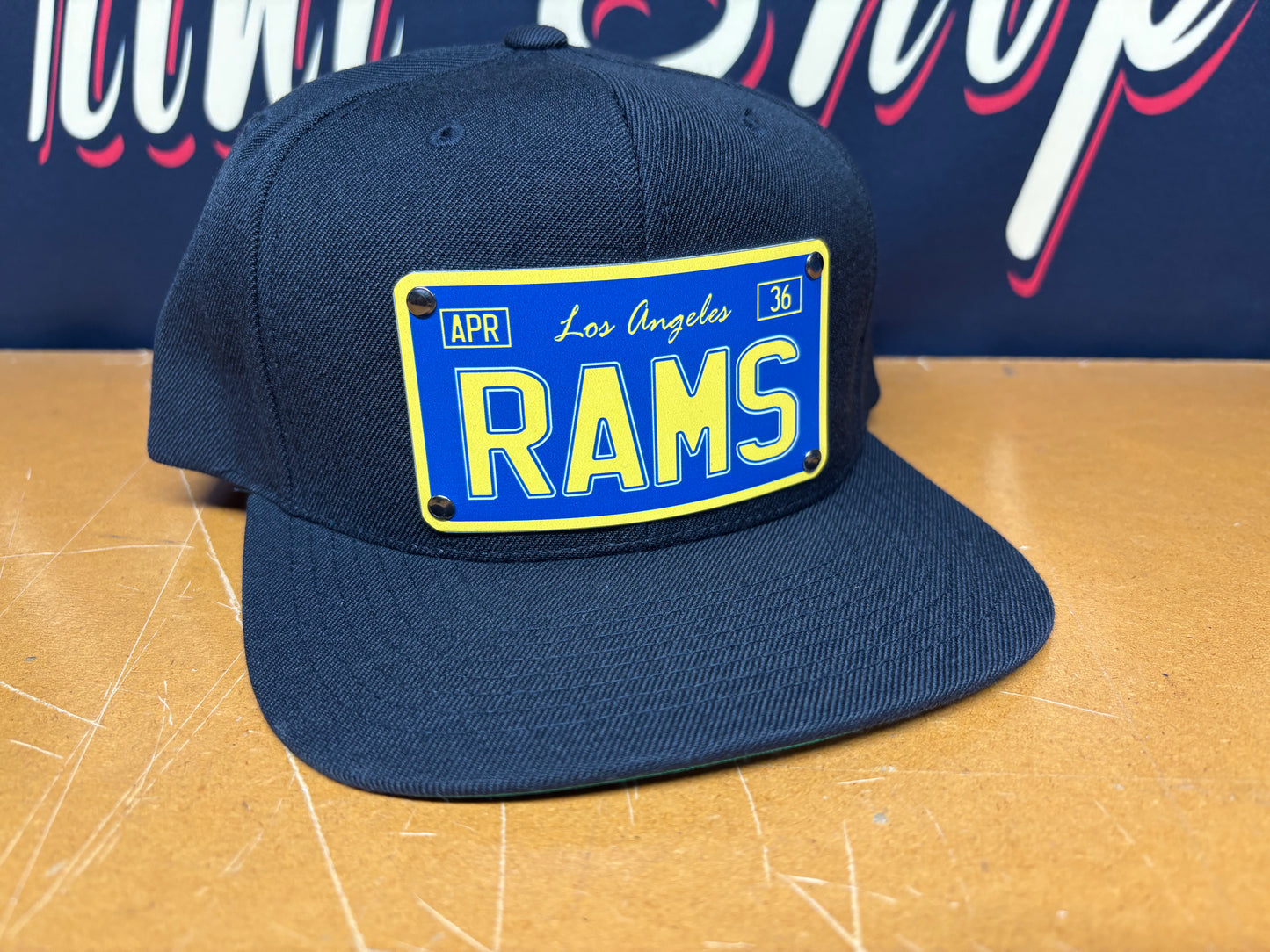 Custom License Plate Rams Plaque Hat - OSPS Rams Plaque Style