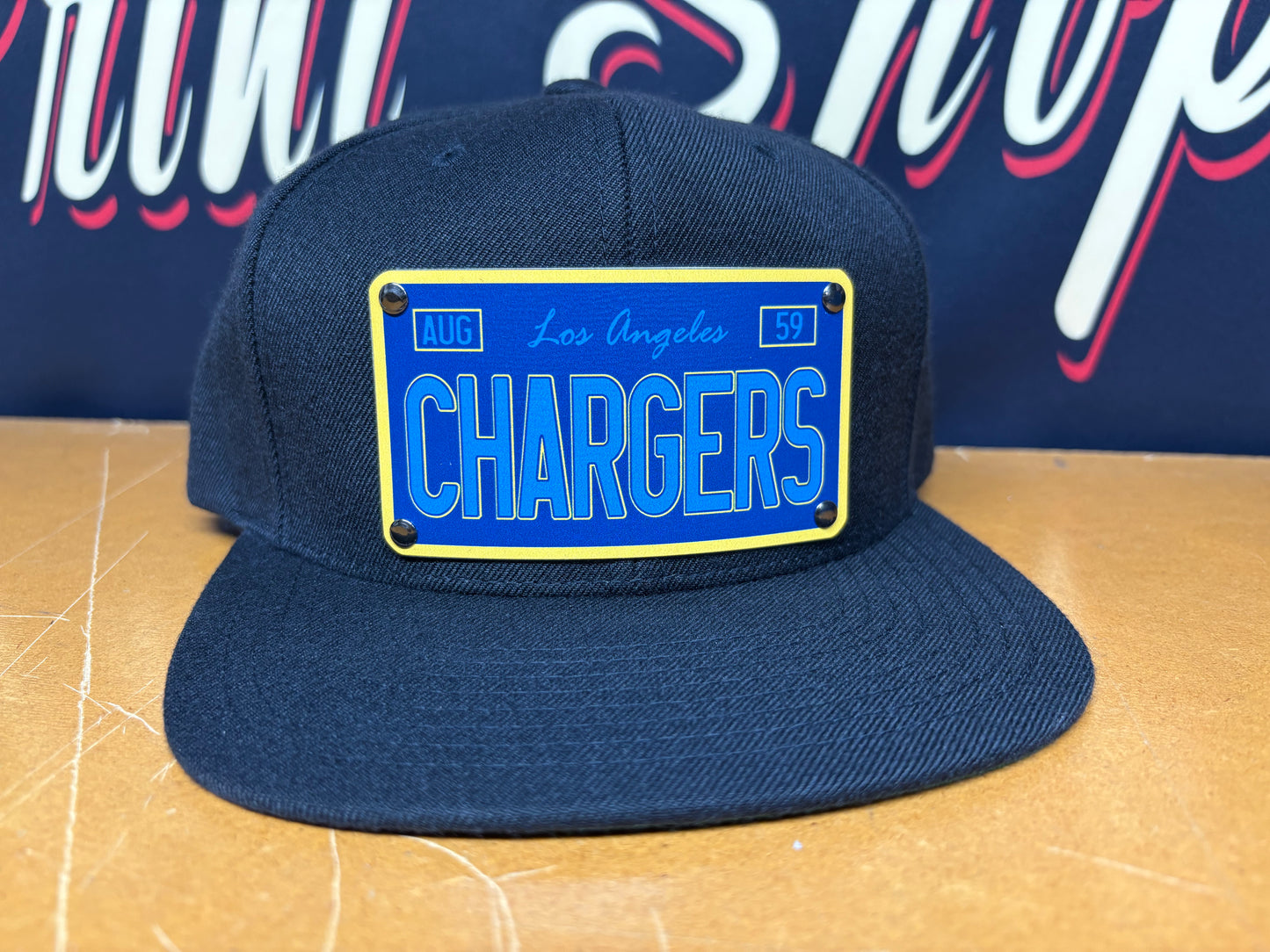 Custom License Plate Chargers Plaque Hat - OSPS Chargers Plaque Style