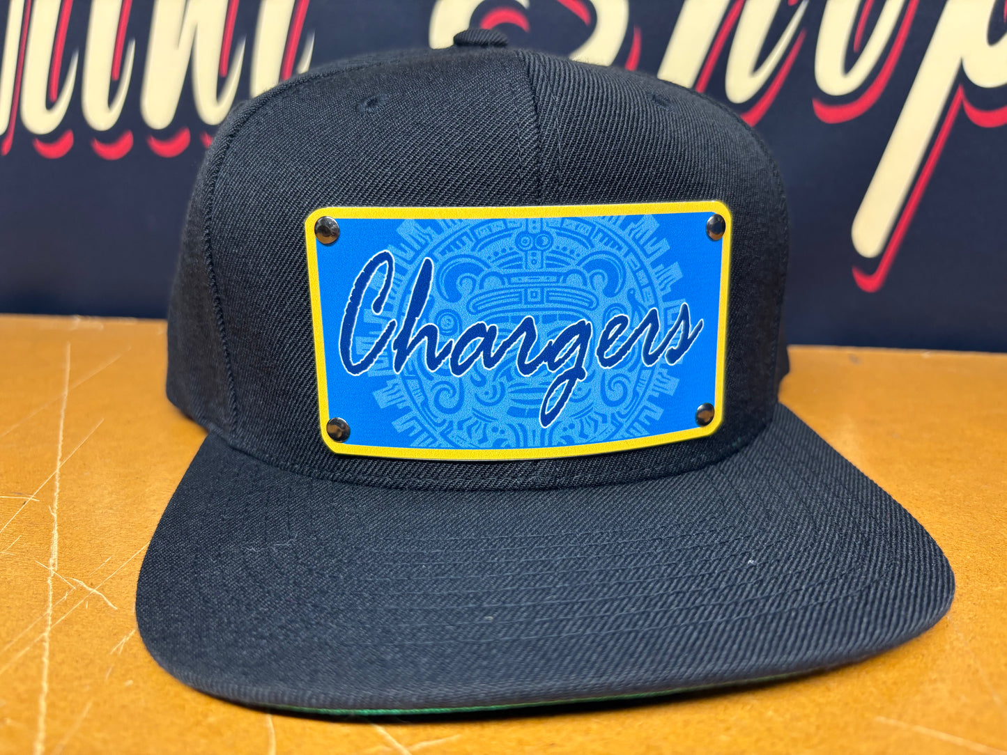 Custom Aztec Calendar Chargers Plaque Hat - OSPS Chargers Plaque Style