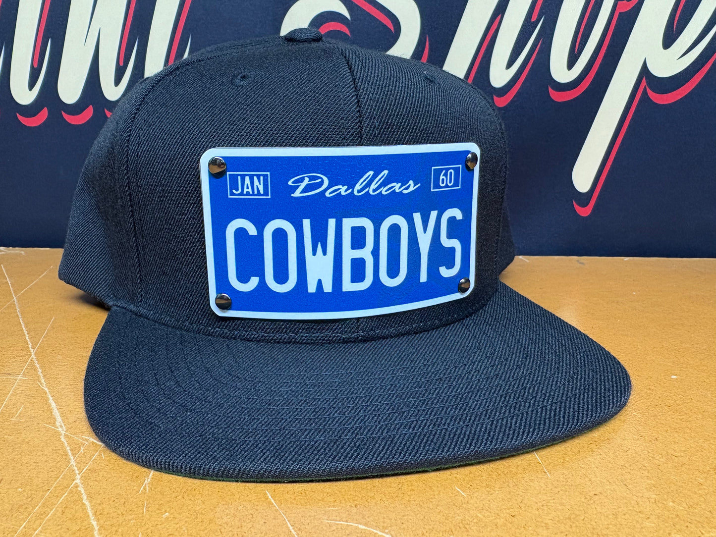License Plate Cowboys Plaque Hat - OSPS Cowboys Plaque Style