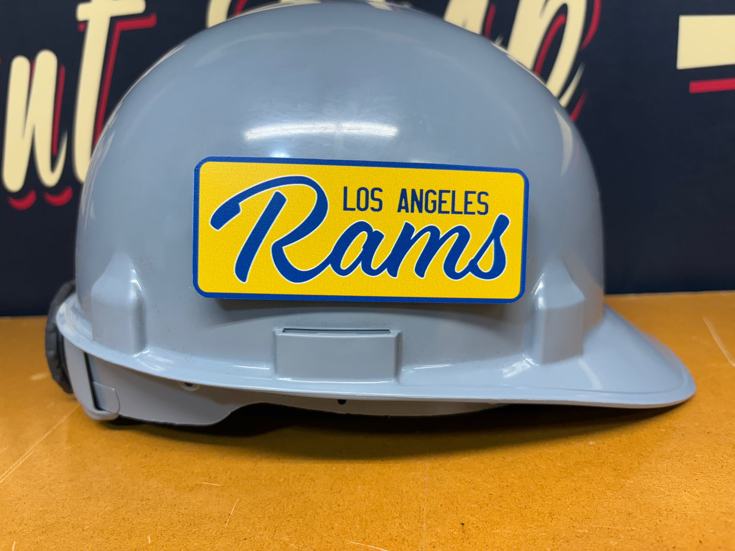 Custom Los Angeles Rams Tool Box, Hard Hat, Cooler, Locker Plaque - with adhesive