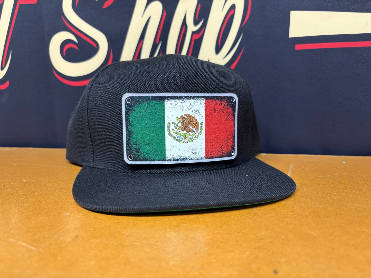 Mexican Flag Plaque Flat Hat