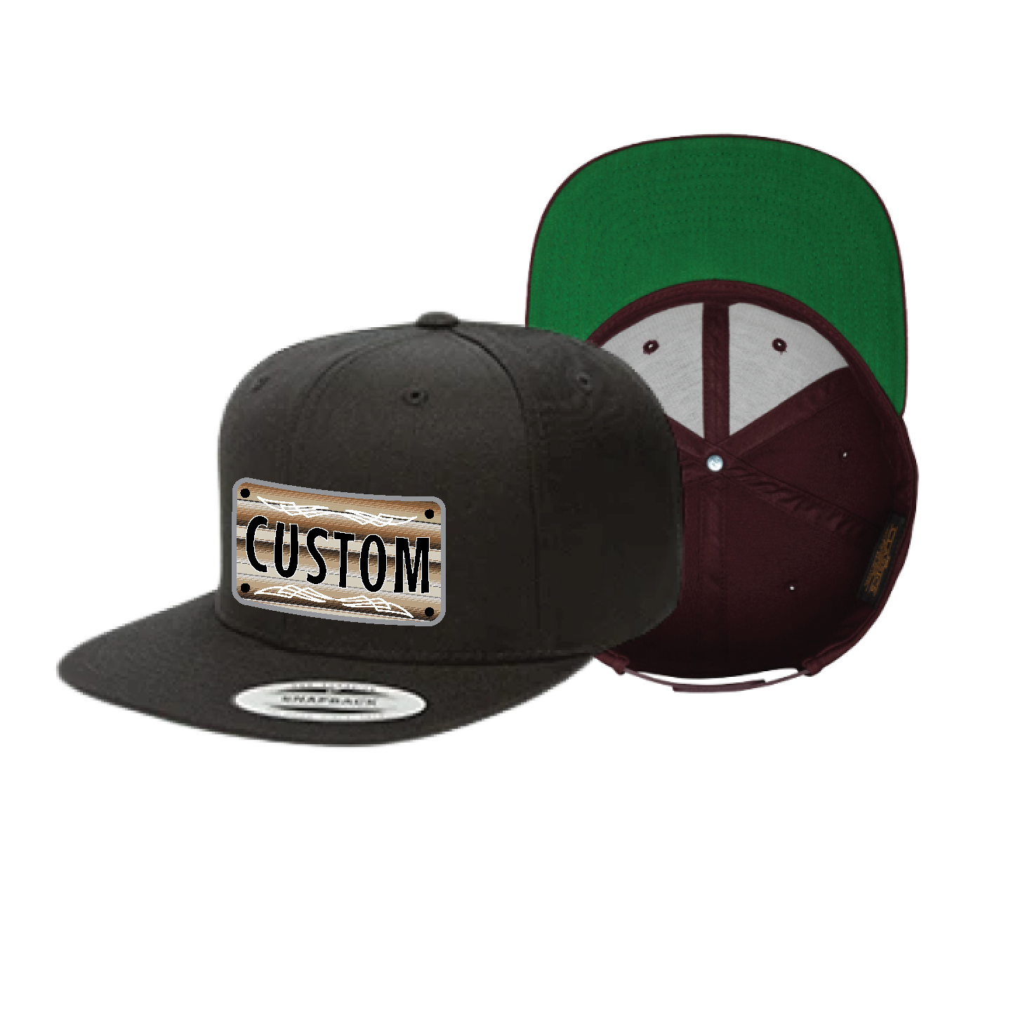 Custom Brown-White Sarape Plaque Flat Hat