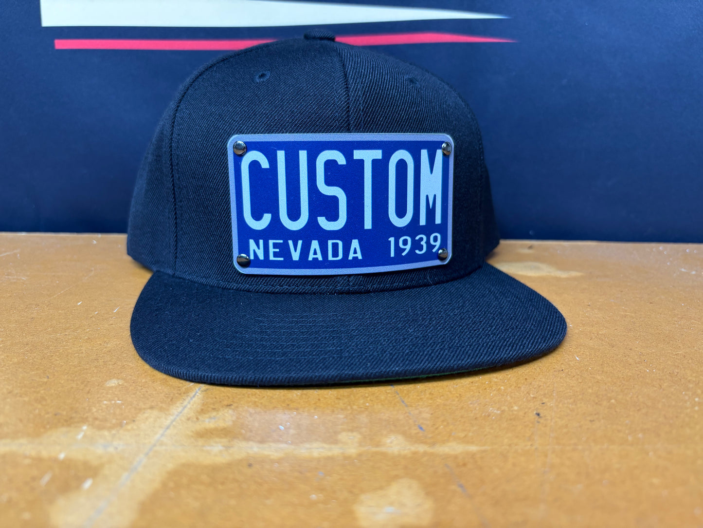 Personalized 30's Navy and Silver License Plate Vibe Hat - Nevada Style