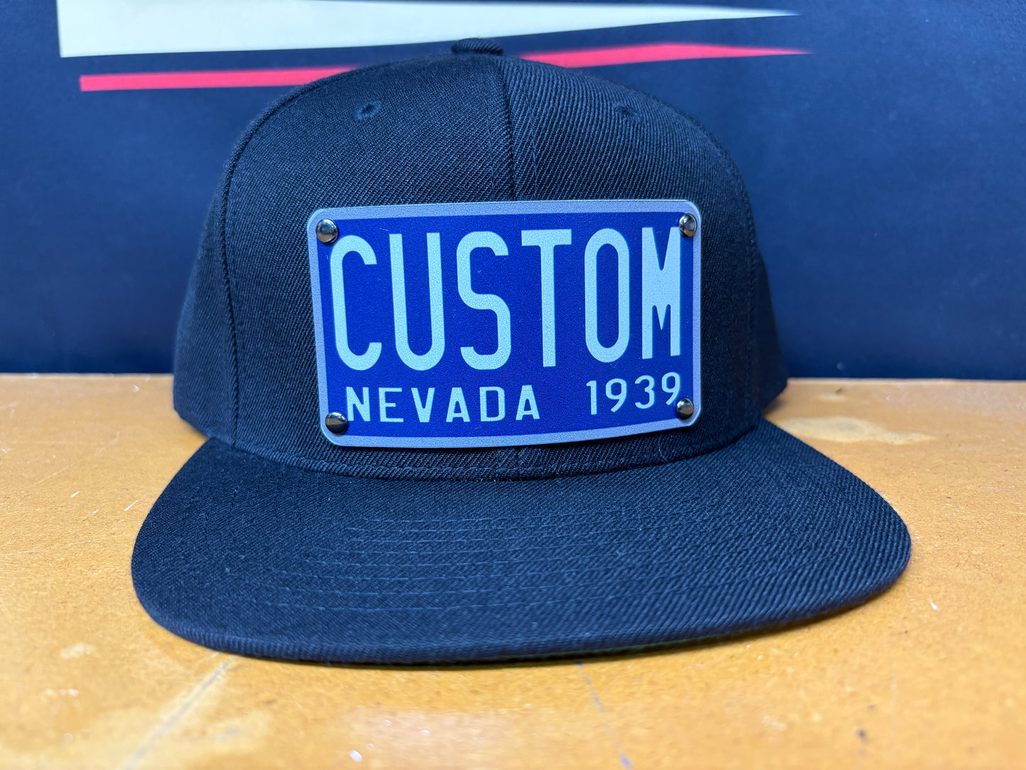 Personalized 30's Navy and Silver License Plate Vibe Hat - Nevada Style