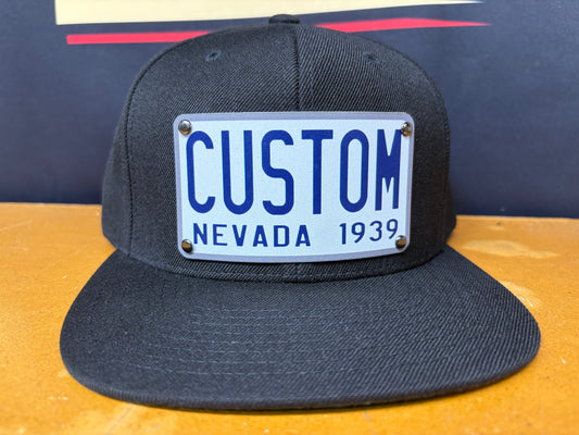 Personalized 30's Silver and Navy License Plate Vibe Hat - Nevada Style