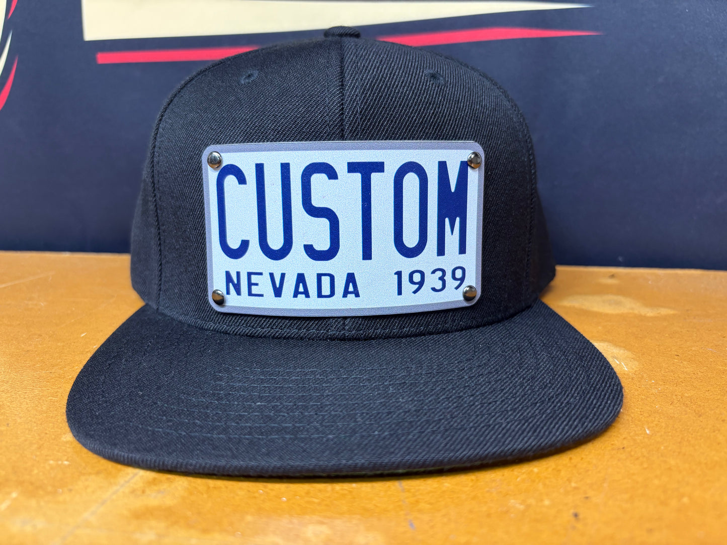 Personalized 30's Silver and Navy License Plate Vibe Hat - Nevada Style