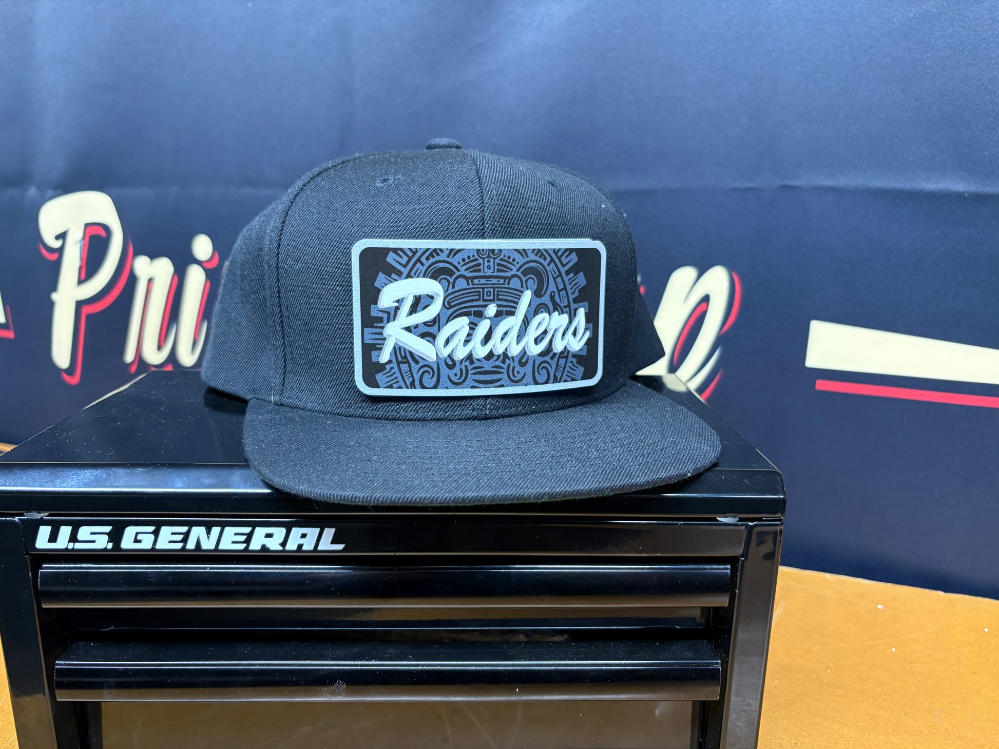 Custom Raiders Aztec Calendar Hat OSPS Plaque Style – Old School