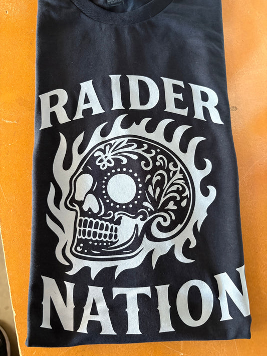 Fire Skull Raider Nation T-Shirt - Raiders