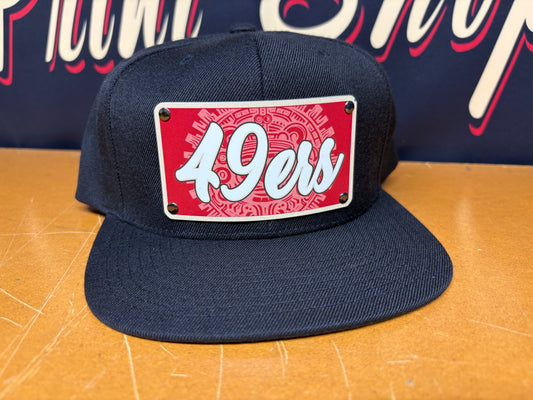 Custom Aztec Calendar 49ers Plaque Hat - OSPS 49ers Plaque Style