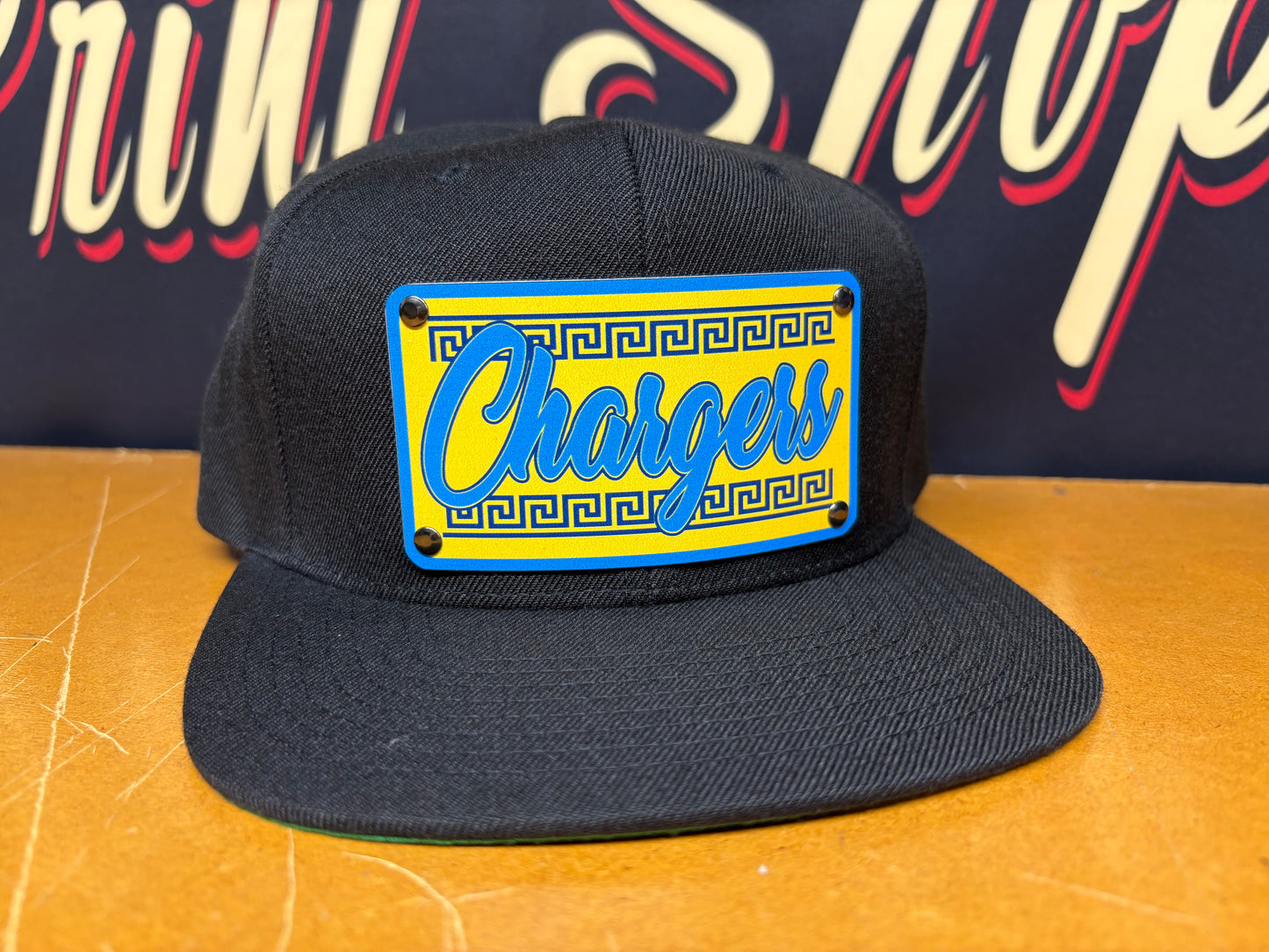 Custom Raza Chargers Plaque Hat - OSPS Chargers Plaque Style