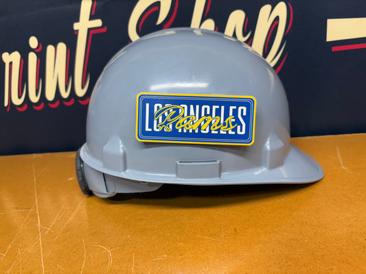 Custom Rams Pinstripe Tool Box, Hard Hat, Cooler, Locker Plaque - with adhesive