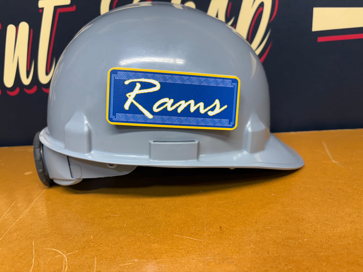 Custom Rams Raza Tool Box, Hard Hat, Cooler, Locker Plaque - with adhesive