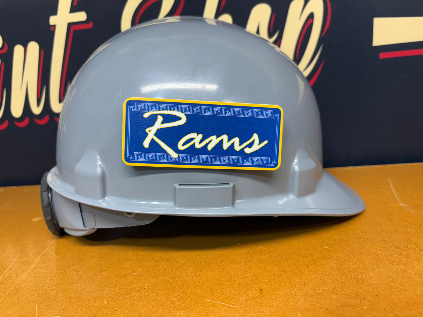 Custom Rams Raza Tool Box, Hard Hat, Cooler, Locker Plaque - with adhesive