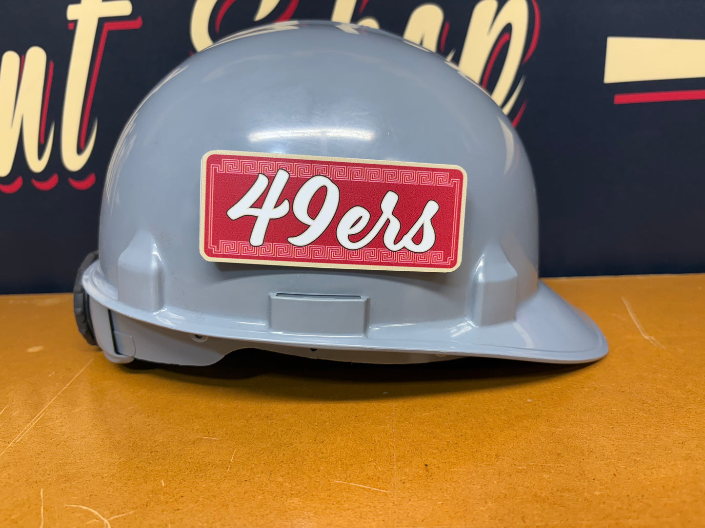 Custom 49ers Raza Tool Box, Hard Hat, Cooler, Locker Plaque - with adhesive