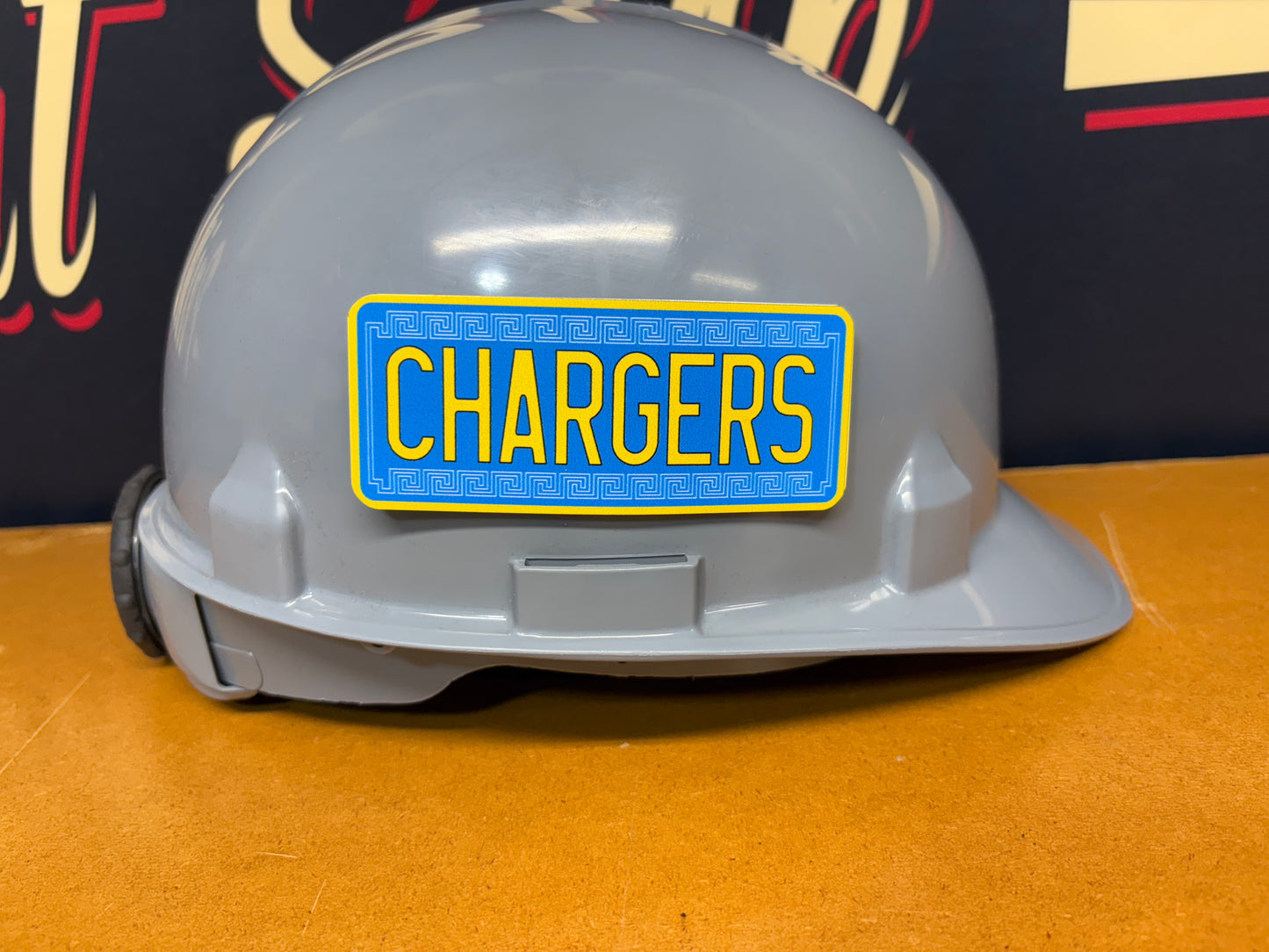Custom Chargers Raza Tool Box, Hard Hat, Cooler, Locker Plaque - with adhesive