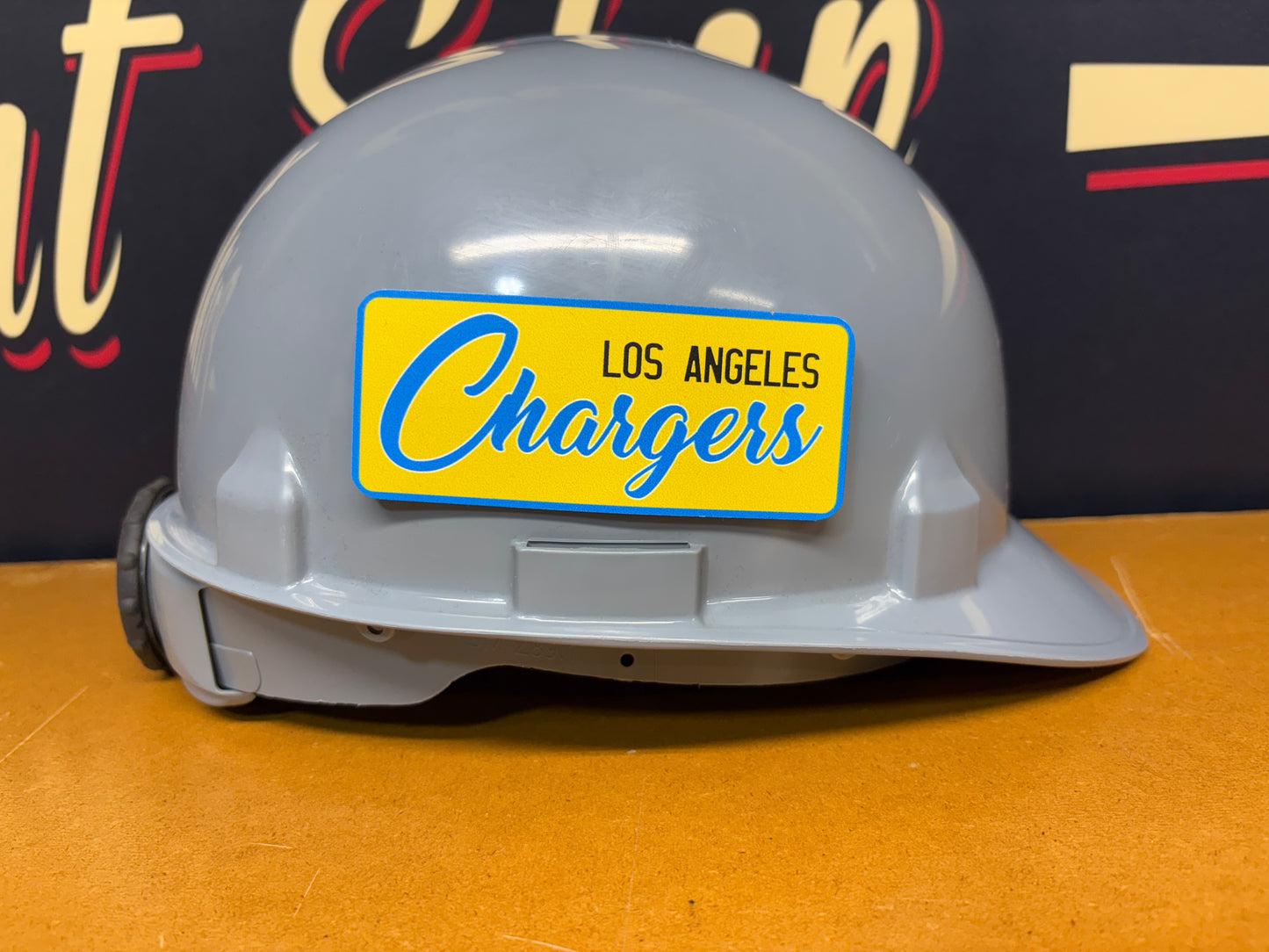 Custom Los Angeles Chargers Tool Box, Hard Hat, Cooler, Locker Plaque - with adhesive
